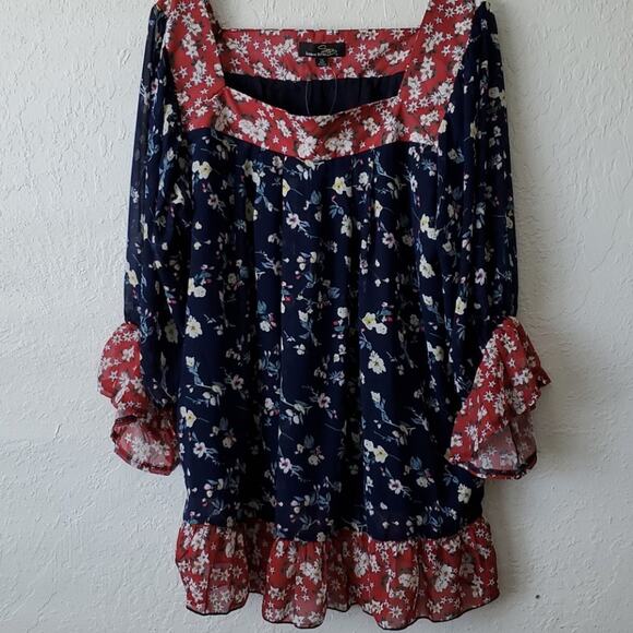 Nwt Suzanne Betro Twin Print Tunic lined 1x - Picture 1 of 9